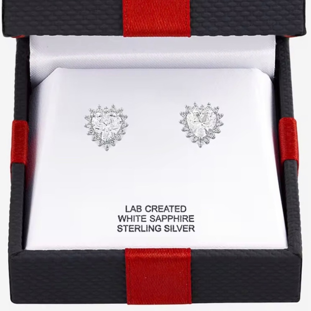 White Sapphire Sterling Silver Stud Earrings